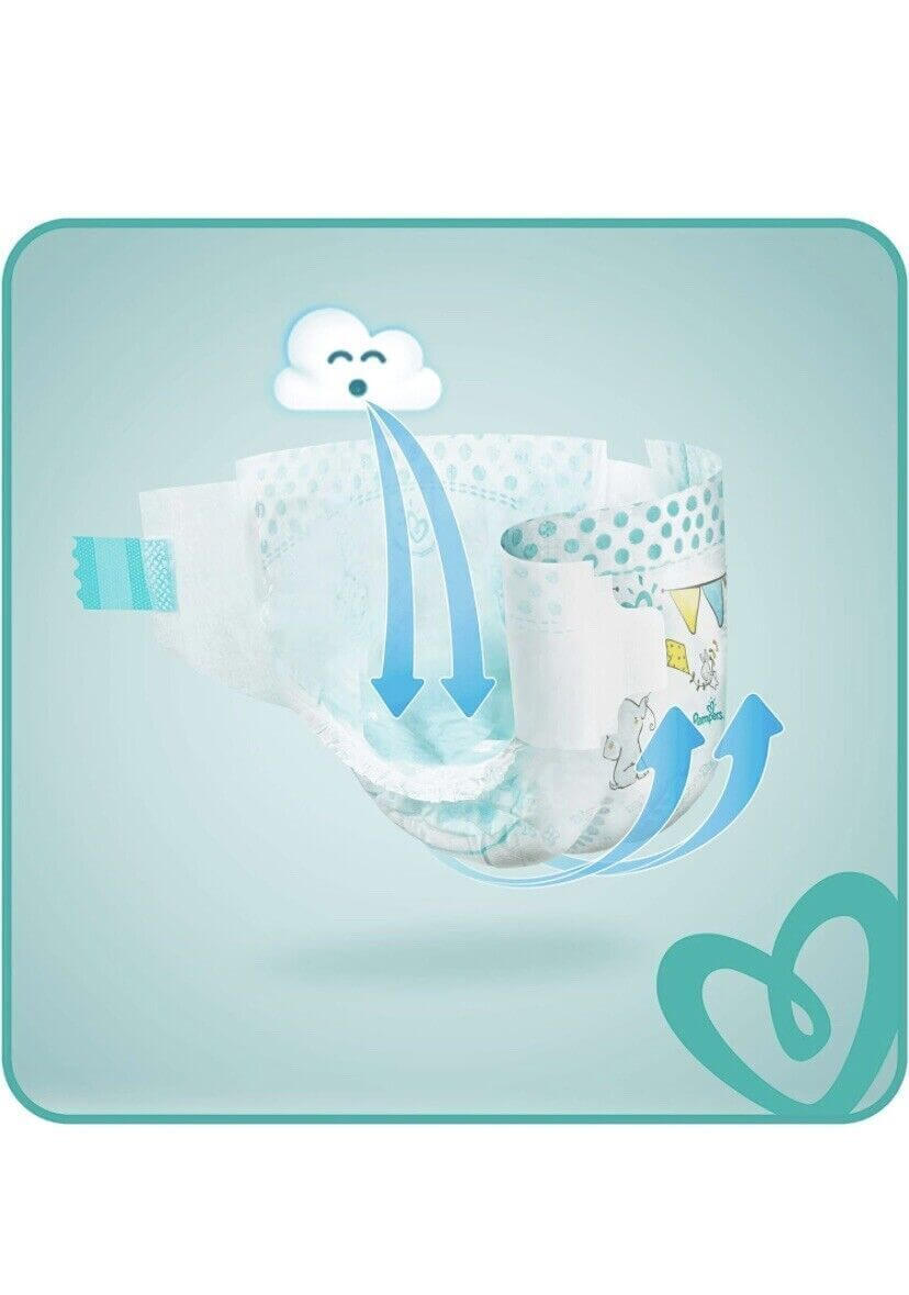 Diaper with air circulation arrows on a light blue background